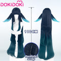 DokiDoki Game Genshin Impact Cosplay Celaeno Wig Long Straight Dark Green Blue Gradient Hair