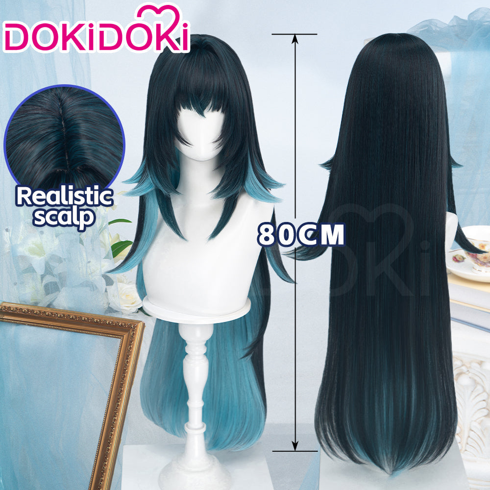 DokiDoki Game Genshin Impact Cosplay Danica Wig Long Straight Green Gradient Hair Snezhnaya Sudden Snow