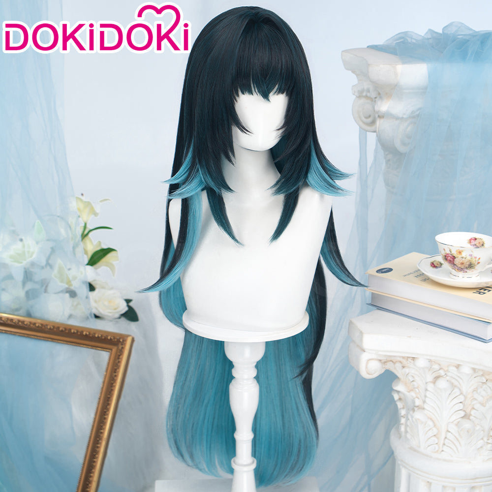 DokiDoki Game Genshin Impact Cosplay Danica Wig Long Straight Green Gradient Hair Snezhnaya Sudden Snow