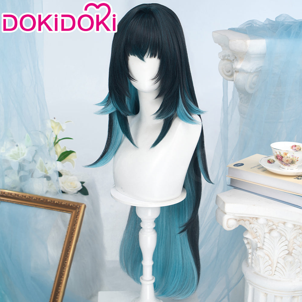 DokiDoki Game Genshin Impact Cosplay Danica Wig Long Straight Green Gradient Hair Snezhnaya Sudden Snow