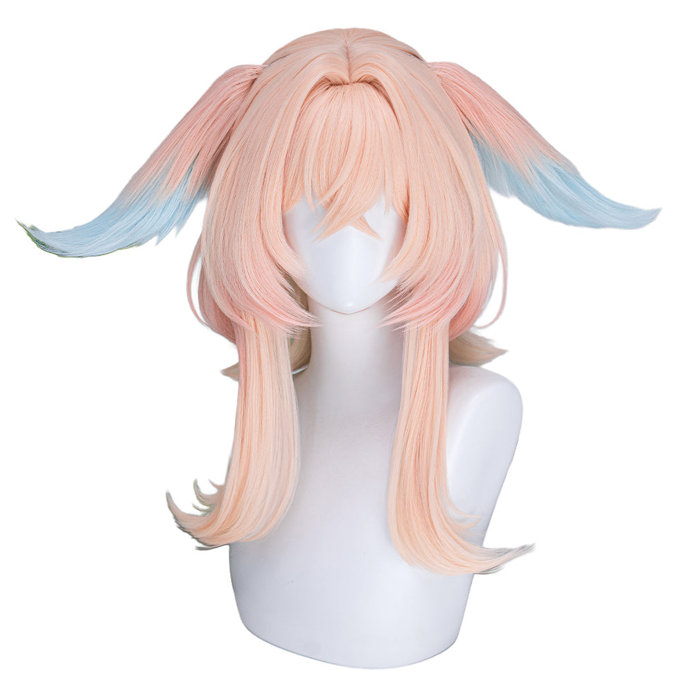 【Ready For Ship】DokiDoki Game Genshin Impact Cosplay Linnea Wig Long Curly Pink Blue Gradient Hair Augur of Wonders
