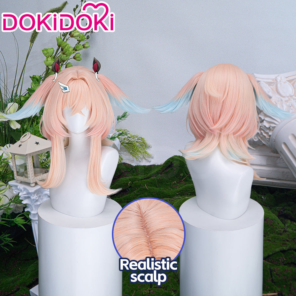 【Ready For Ship】DokiDoki Game Genshin Impact Cosplay Linnea Wig Long Curly Pink Blue Gradient Hair Augur of Wonders