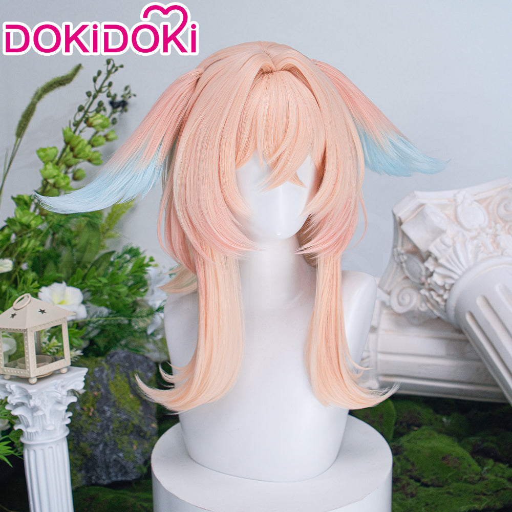 【Ready For Ship】DokiDoki Game Genshin Impact Cosplay Linnea Wig Long Curly Pink Blue Gradient Hair Augur of Wonders