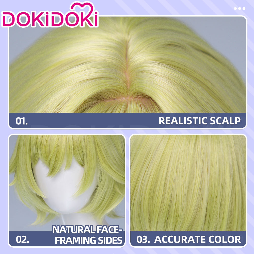 【Ready For Ship】DokiDoki Game Genshin Impact Cosplay Tholindis Wig Short Blonde Hair