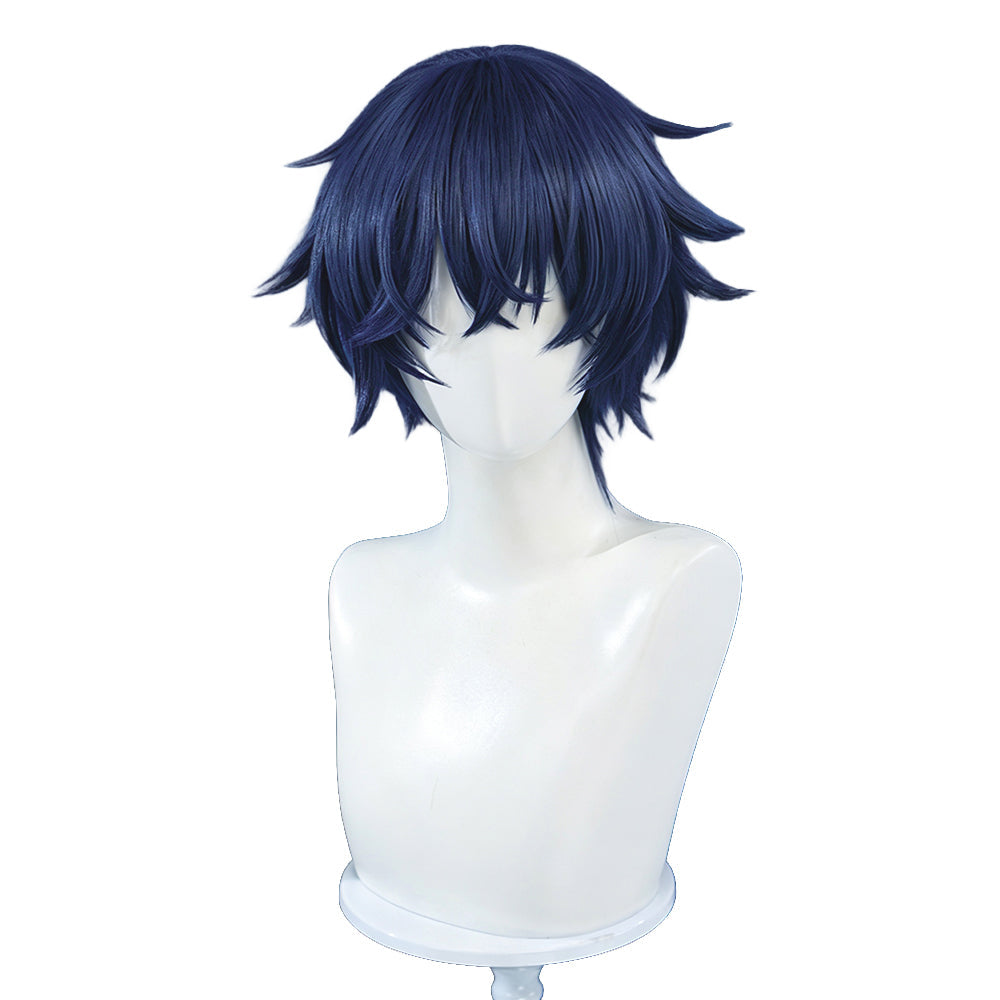DokiDoki Game Genshin Impact Cosplay Valeriy Wig Short Dark Blue Hair Snezhnaya Sudden Snow