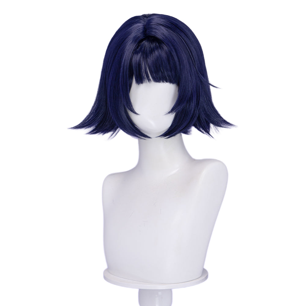 【Ready For Ship】DokiDoki Game Genshin Impact Miliastra Wonderland Cosplay Manekina Wig Short Straight Navy Blue Hair Wonderland Manekin