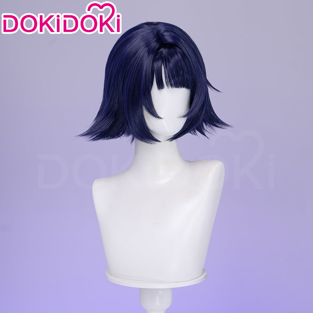 【Ready For Ship】DokiDoki Game Genshin Impact Miliastra Wonderland Cosplay Manekina Wig Short Straight Navy Blue Hair Wonderland Manekin