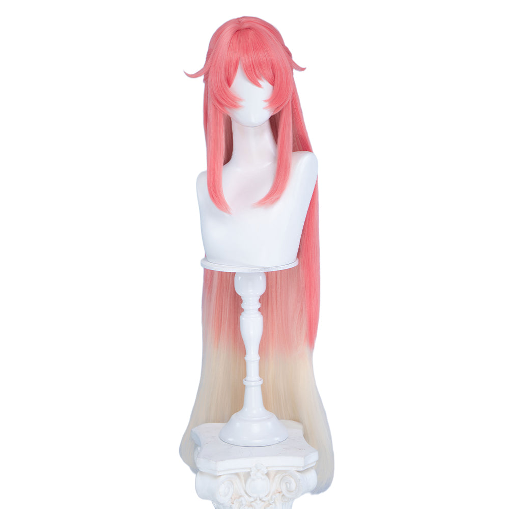 DokiDoki Game Genshin Impact Sonnet Wig Long Straight Pink Blonde Gradient Hair