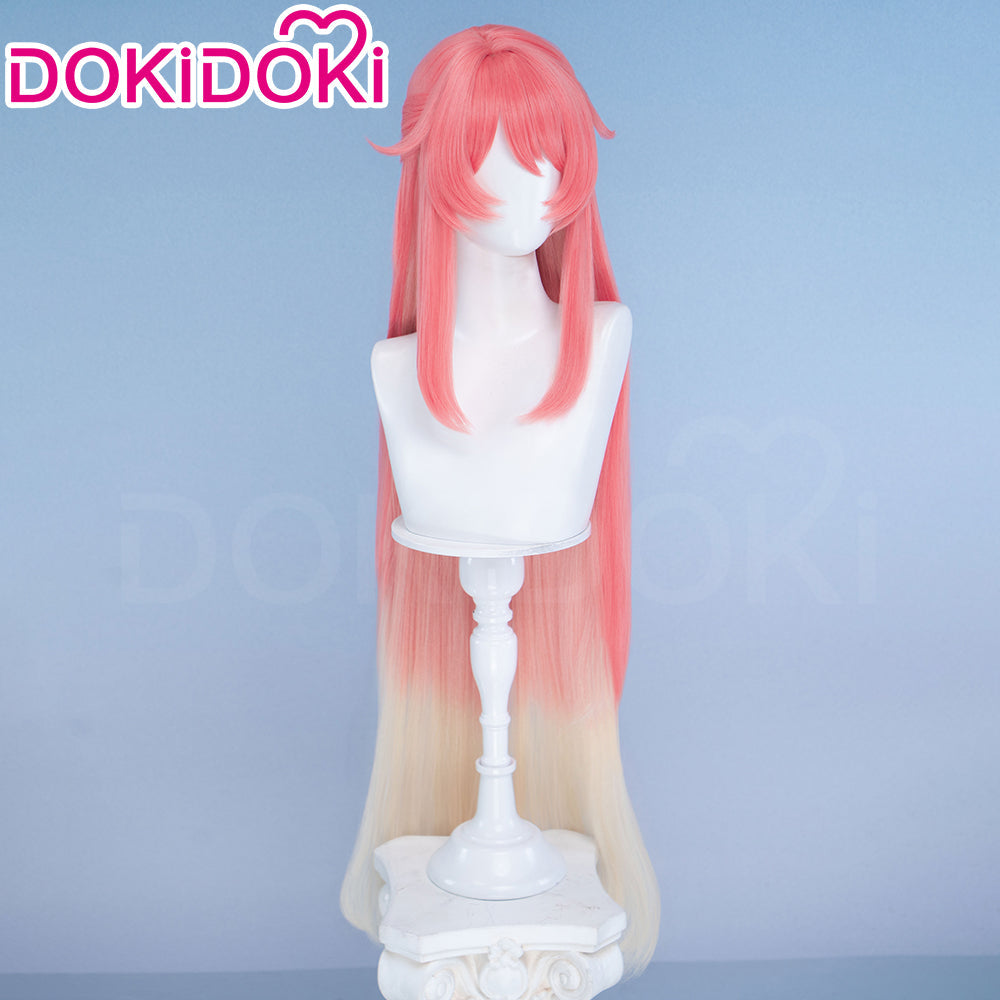 DokiDoki Game Genshin Impact Sonnet Wig Long Straight Pink Blonde Gradient Hair