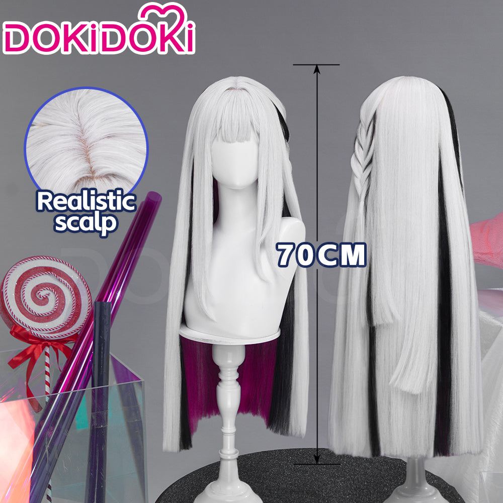 DokiDoki Game Honkai: Star Rail Cosplay Nihilux Wig Long Straight White Black Purple Hair Braids Planarcadia