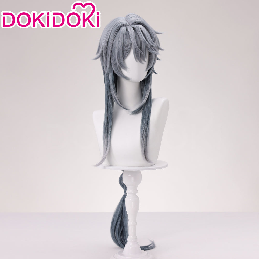 DokiDoki Game Honkai: Star Rail Cosplay Sunday Wig Long Straight Grey Hair Braided Ponytail The Glorious Mysteries Doujin