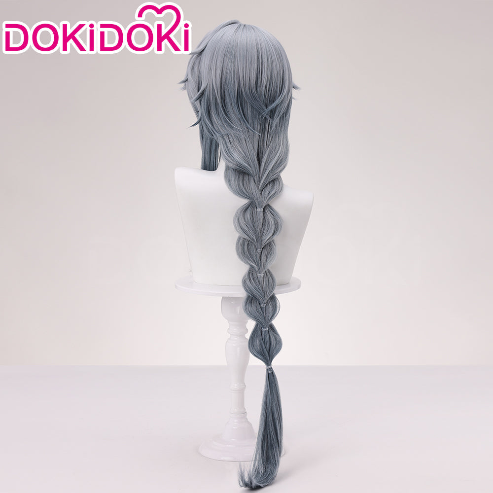 DokiDoki Game Honkai: Star Rail Cosplay Sunday Wig Long Straight Grey Hair Braided Ponytail The Glorious Mysteries Doujin