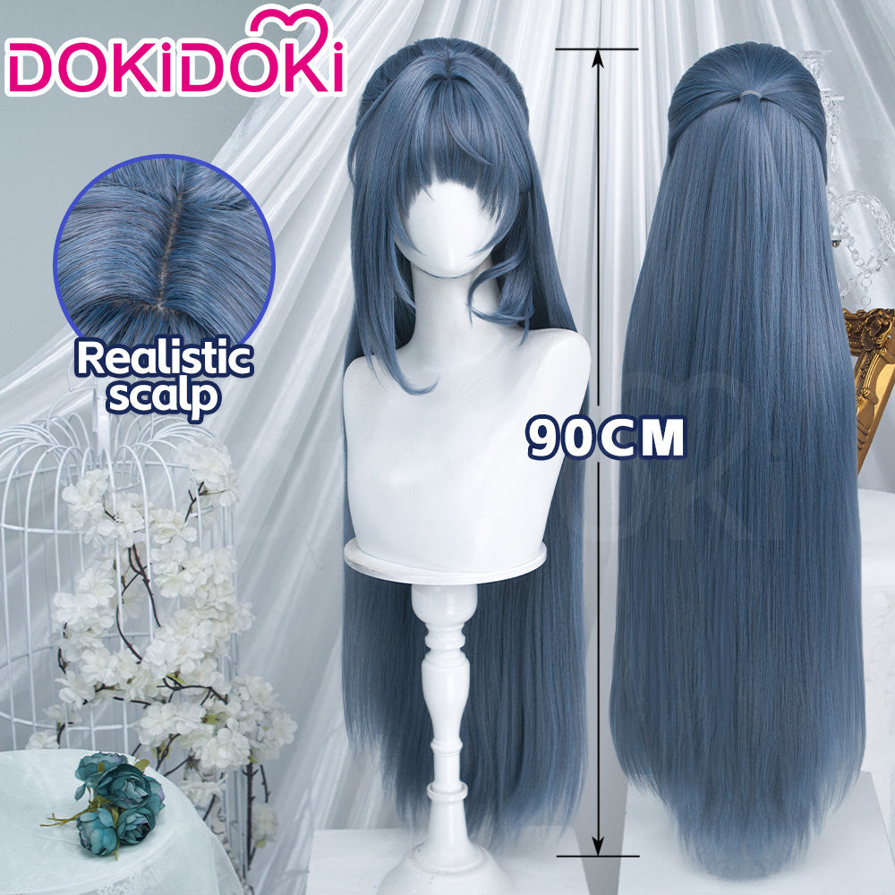 【Ready For Ship】DokiDoki Game Zenless Zone Zero Cosplay The Storyteller Wig Long Straight Dusty Blue Hair ZZZ