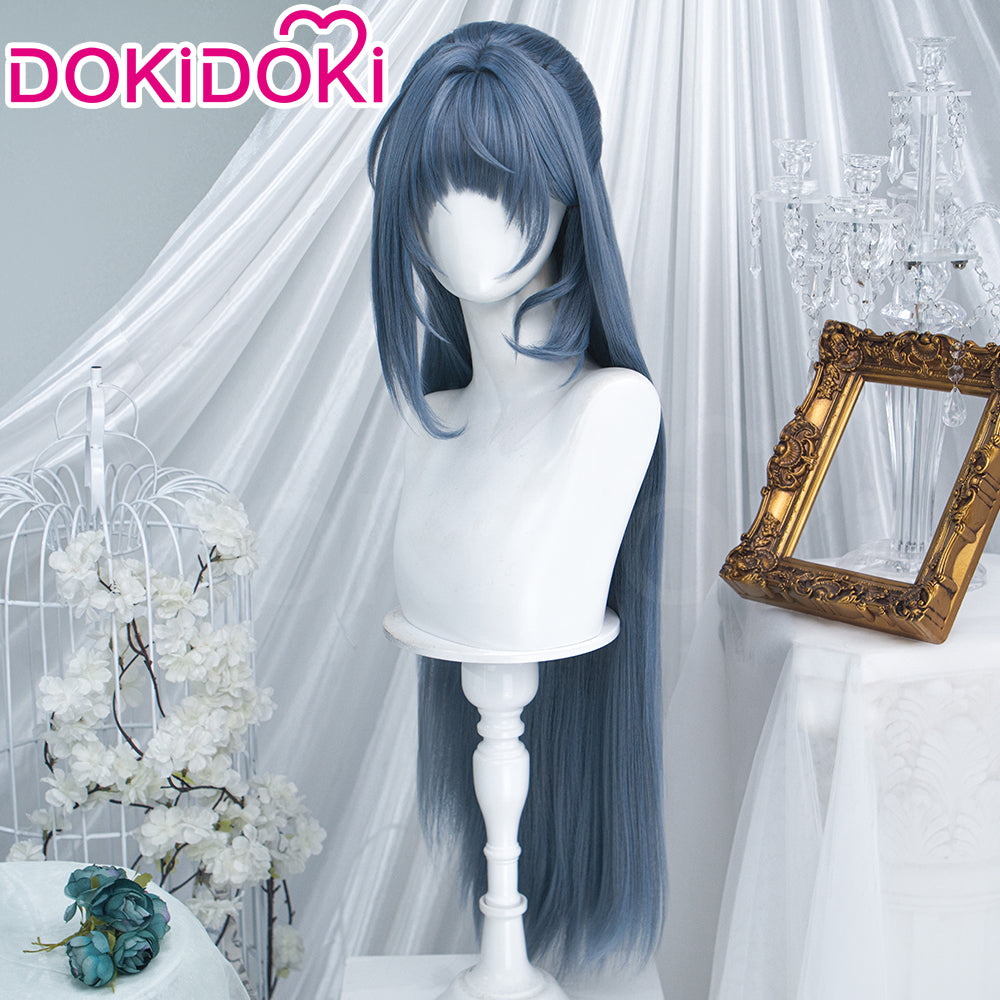 【Ready For Ship】DokiDoki Game Zenless Zone Zero Cosplay The Storyteller Wig Long Straight Dusty Blue Hair ZZZ
