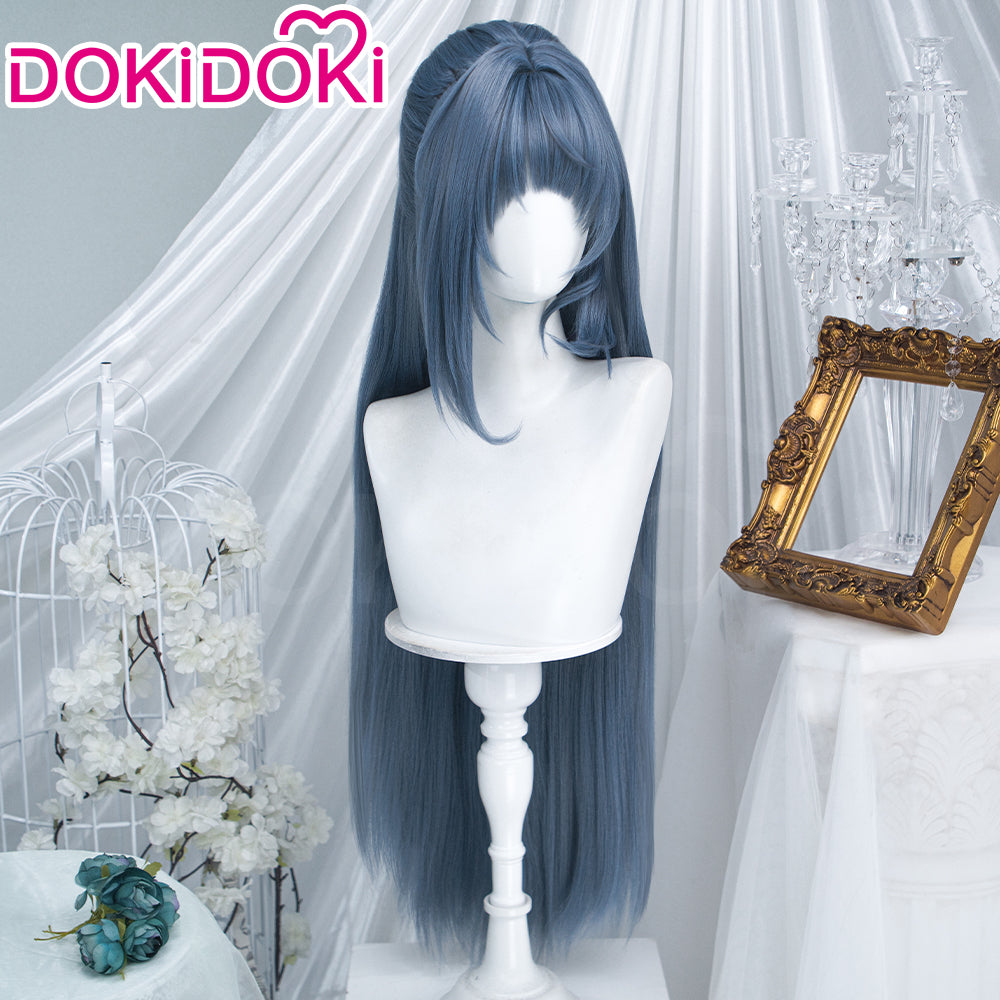 【Ready For Ship】DokiDoki Game Zenless Zone Zero Cosplay The Storyteller Wig Long Straight Dusty Blue Hair ZZZ