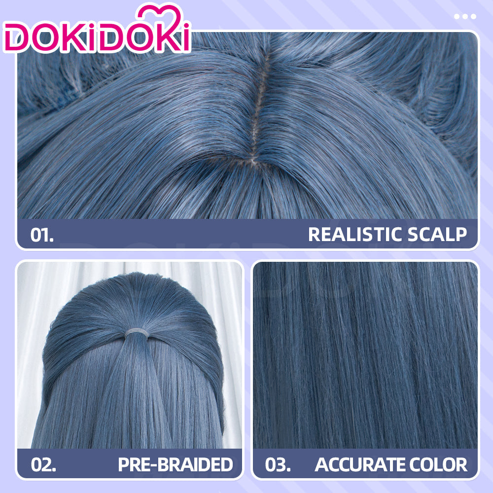【Ready For Ship】DokiDoki Game Zenless Zone Zero Cosplay The Storyteller Wig Long Straight Dusty Blue Hair ZZZ