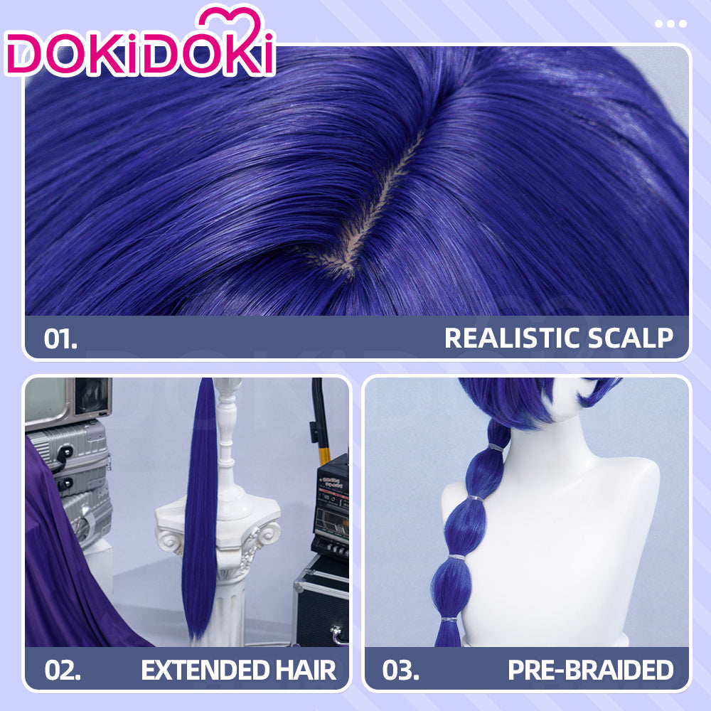 【Ready For Ship】DokiDoki Game Zenless Zone Zero Cosplay Promeia Wig Long Straight Purple Hair Ponytail ZZZ