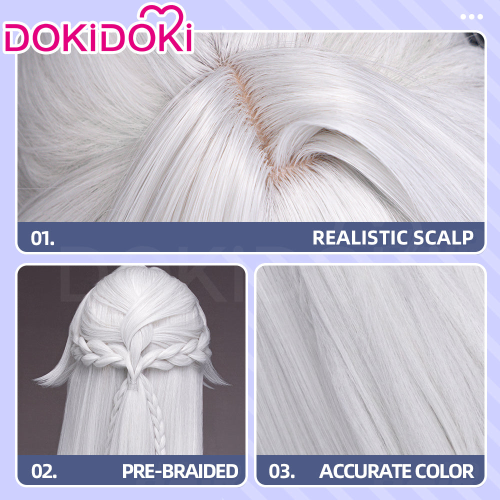 【Ready For Ship】DokiDoki Game Zenless Zone Zero Cosplay Severian Lowell Wig Long Straight White Hair Pre Braided ZZZ