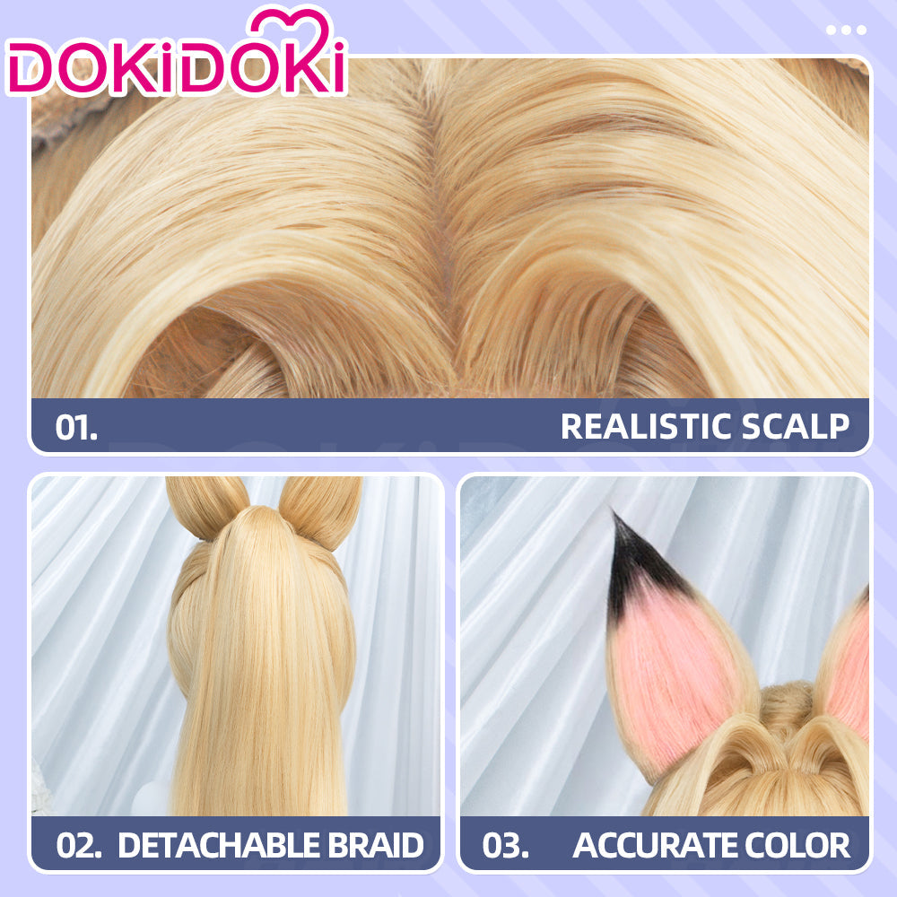 DokiDoki Game Zenless Zone Zero Cosplay Sigrid de L'Azur Wig Long Straight Blonde Hair High Ponytail ZZZ
