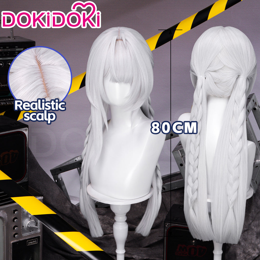 【Ready For Ship】DokiDoki Game Zenless Zone Zero Cosplay Velina Wig Long Straight Silver Hair Pre-Braided ZZZ