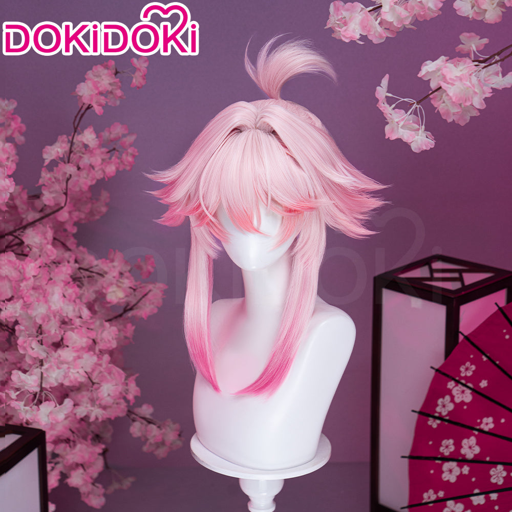 【Ready For Ship】DokiDoki Honkai: Star Rail Cosplay Evanescia Wig Long Pink Gradient Hair / Ear Accessory Planarcadia