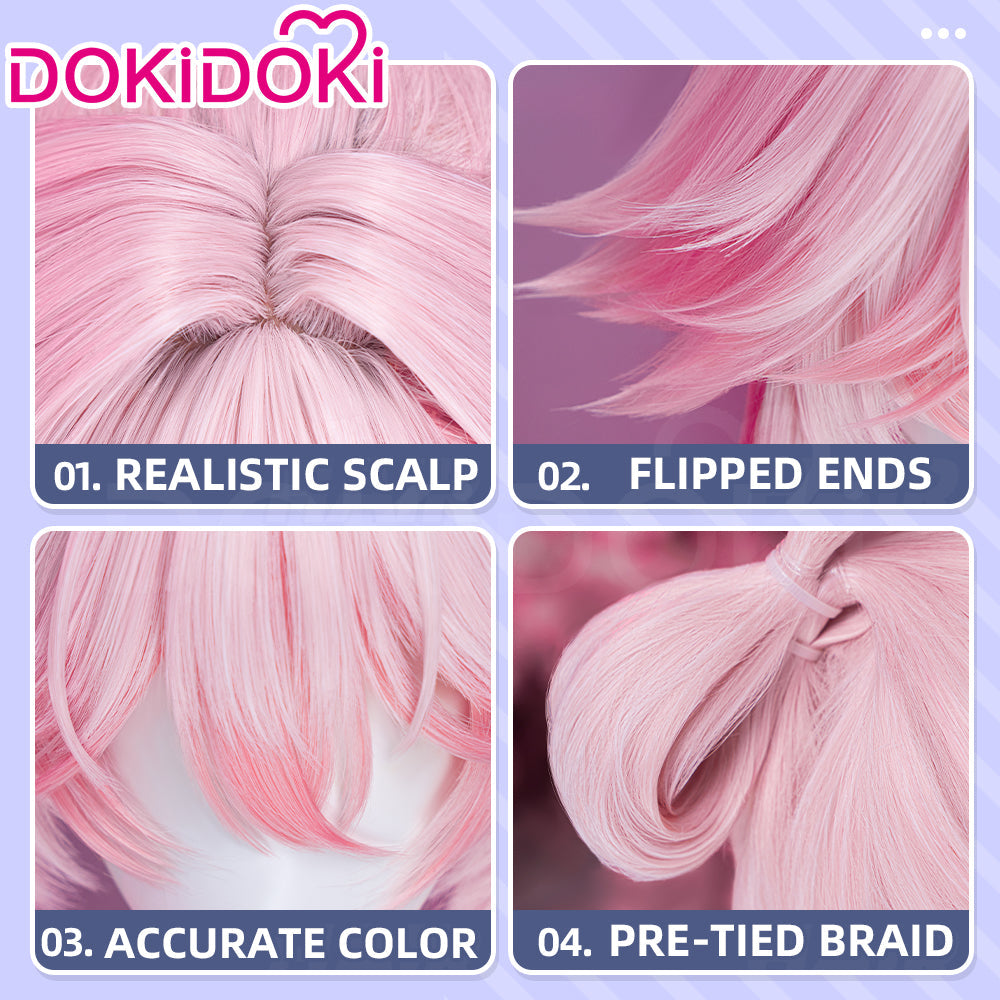 【Ready For Ship】DokiDoki Honkai: Star Rail Cosplay Evanescia Wig Long Pink Gradient Hair / Ear Accessory Planarcadia