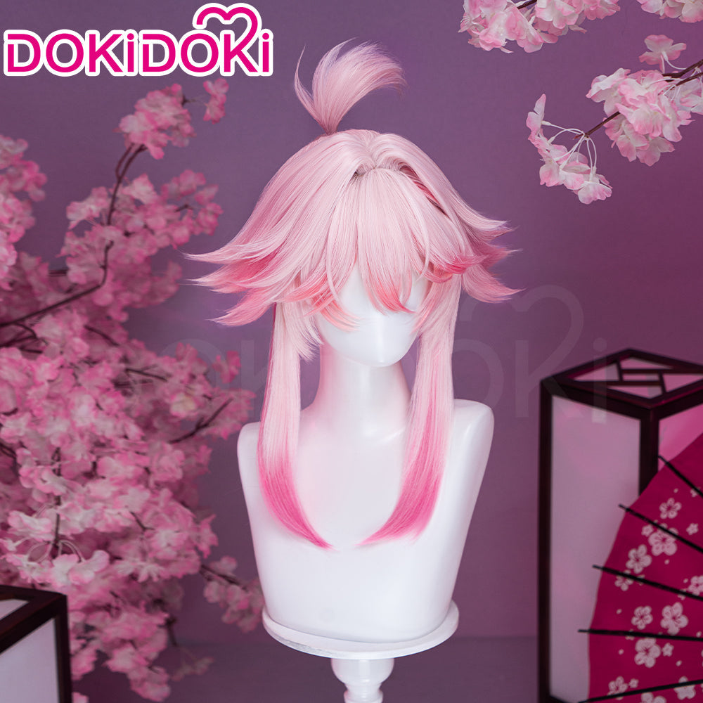 【Ready For Ship】DokiDoki Honkai: Star Rail Cosplay Evanescia Wig Long Pink Gradient Hair / Ear Accessory Planarcadia