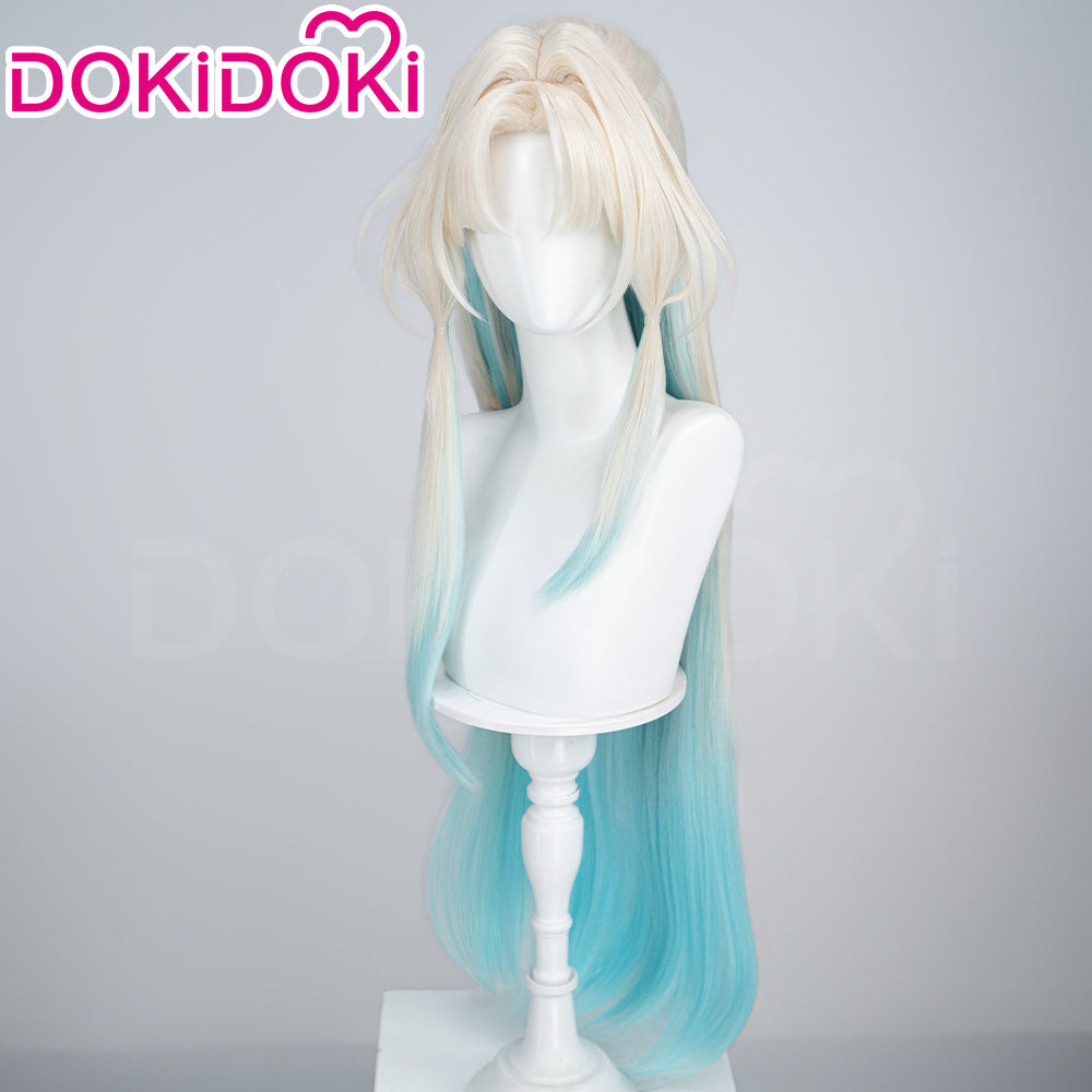 【Ready For Ship】DokiDoki Honkai: Star Rail Cosplay Pearl Wig Long Straight Blonde Blue Gradient Hair Pre Braided Ten Stonehearts