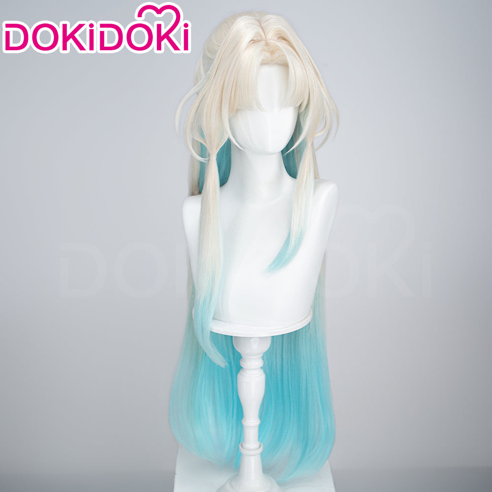 【Ready For Ship】DokiDoki Honkai: Star Rail Cosplay Pearl Wig Long Straight Blonde Blue Gradient Hair Pre Braided Ten Stonehearts