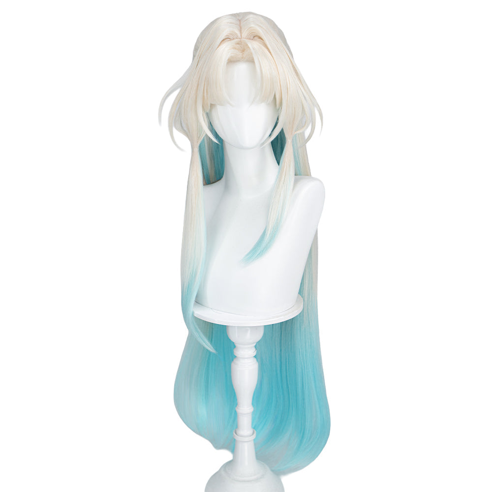 【Ready For Ship】DokiDoki Honkai: Star Rail Cosplay Pearl Wig Long Straight Blonde Blue Gradient Hair Pre Braided Ten Stonehearts