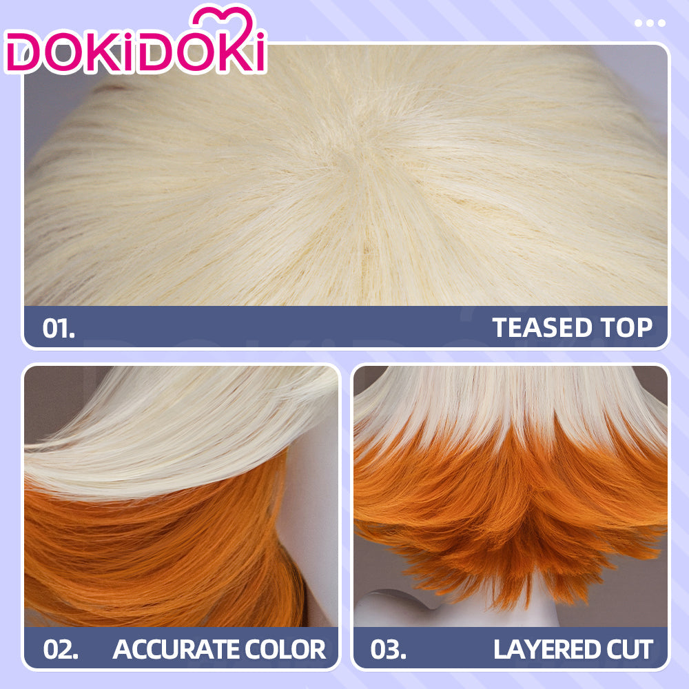 【Ready For Ship】DokiDoki Manga Anime Witch Hat Atelier Cosplay Alaira Wig Short White Orange Hair