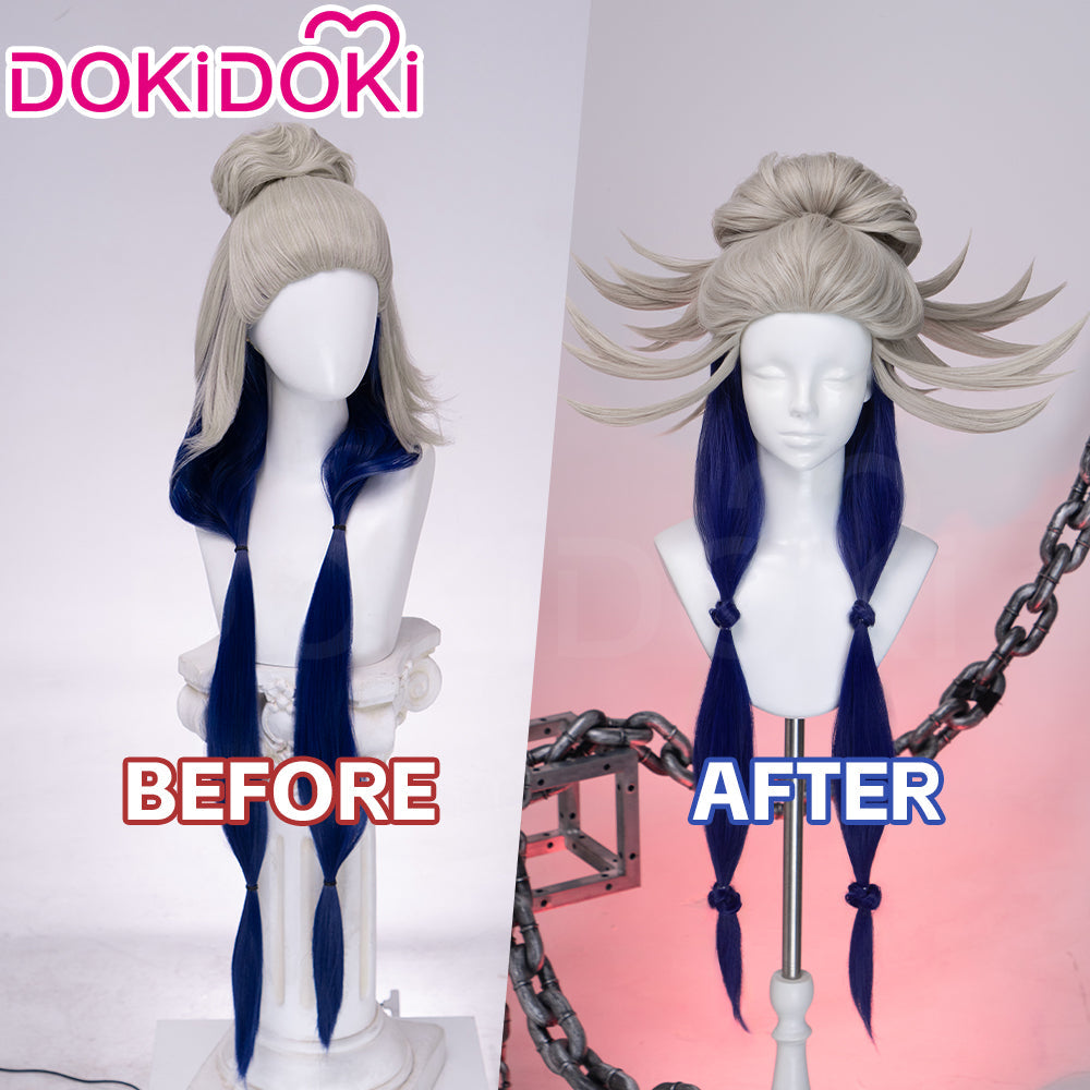 【Partially Ready For Ship】【Front Lace】DokiDoki Anime GACHIAKUTA Cosplay Tamsy Caines Wig Long Blond Navy Blue Hair