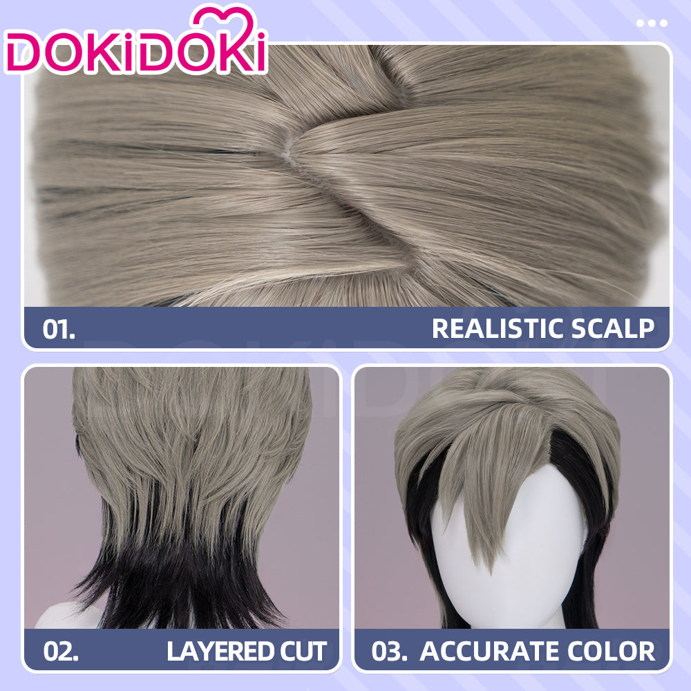 【Partially Ready For Ship】【Front Lace】DokiDoki Anime GACHIAKUTA Cosplay Zanka Nijiku Wig / Mask Short Dark Brown Black Hair Mullet