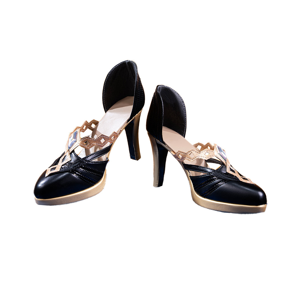 DokiDoki Game Genshin Impact Cosplay Rhinedottir / Naberius Shoes Gold “ R ” Song of the Welkin Moon