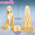 【Ready For Ship】【120CM】DokiDoki Game Genshin Impact Cosplay Rhinedottir Wig Gold “ R ” Long Straight Blond Hair Song of the Welkin Moon