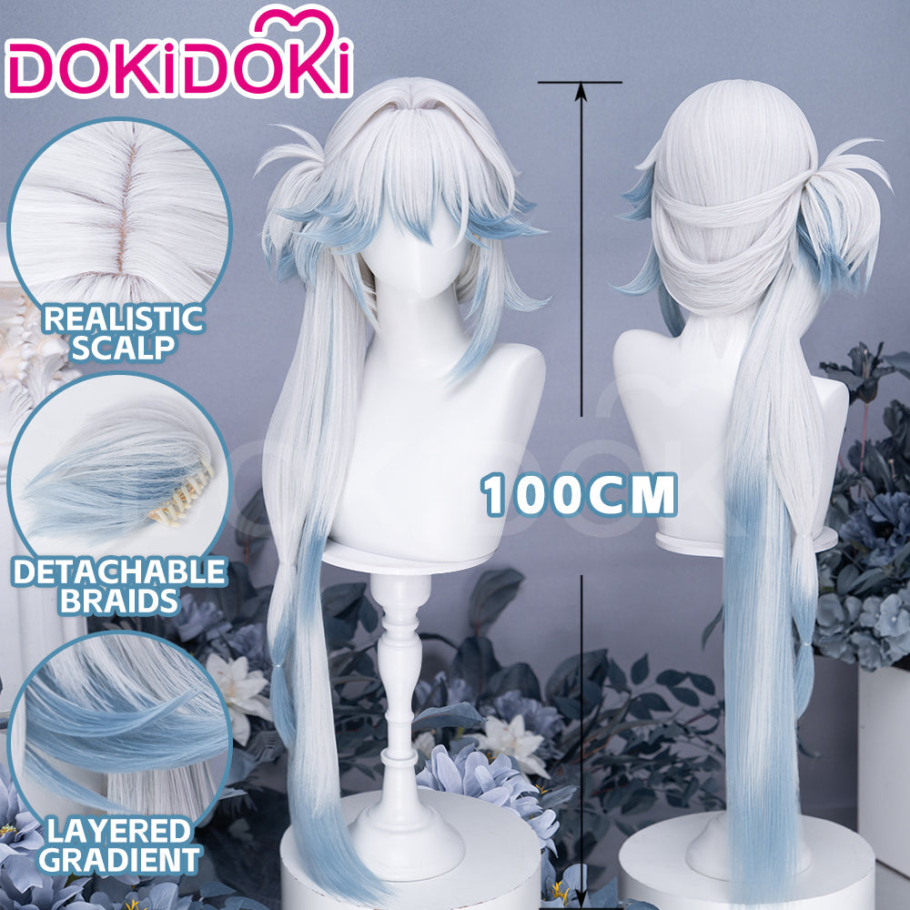 【Ready For Ship】DokiDoki Game Honkai: Star Rail Cosplay Yao Guang Gradient Wig Long Straight White Blue Hair Yaoguang Planarcadia