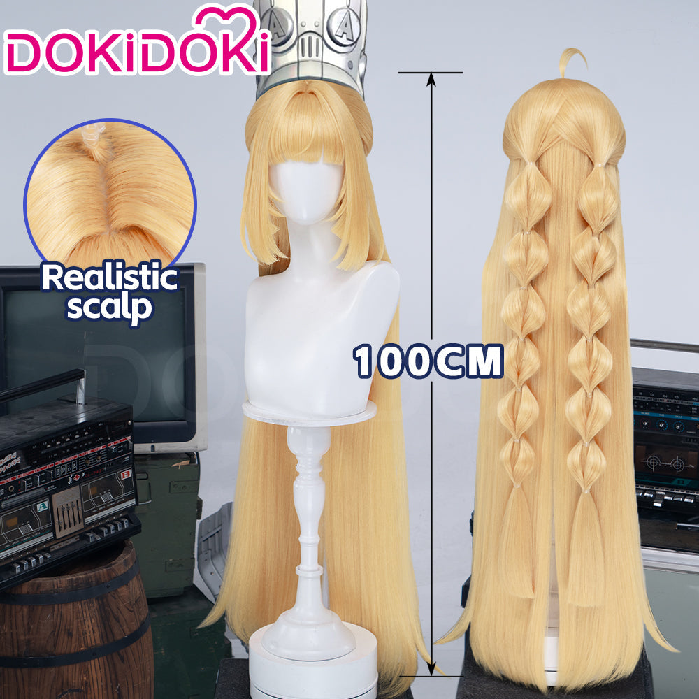 【Ready For Ship】DokiDoki Game Zenless Zone Zero Cosplay Norma Hollowell Wig Long Curly Yellow Hair Pre Braided Ahoge Norma ZZZ