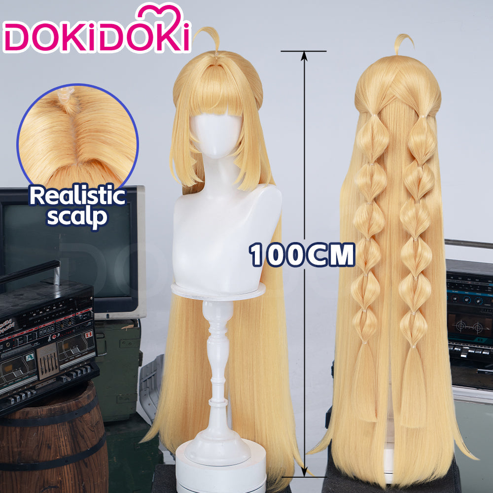 【Ready For Ship】DokiDoki Game Zenless Zone Zero Cosplay Norma Hollowell Wig Long Curly Yellow Hair Pre Braided Ahoge Norma ZZZ