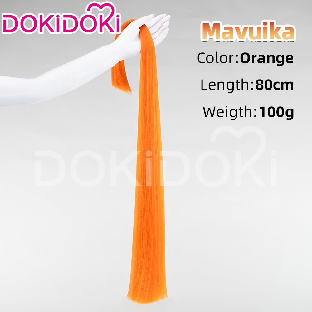 【Ready For Ship】DokiDoki Game Genshin Impact Cosplay Pyro Archon Mavuika Wig / Light Strips/ Wefts / Earclip / Glasses Natlan Long Curly Orange