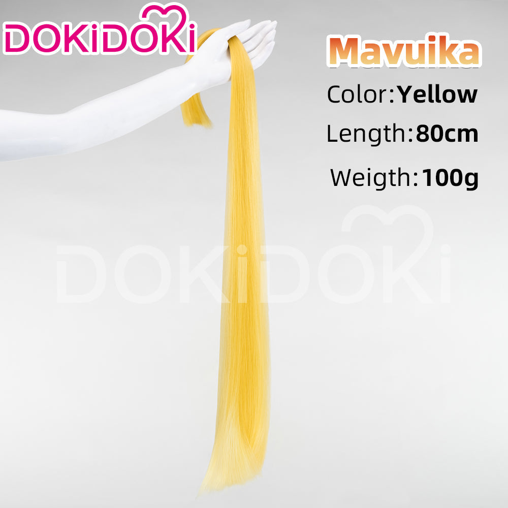 【Ready For Ship】DokiDoki Game Genshin Impact Cosplay Pyro Archon Mavuika Wig / Light Strips/ Wefts / Earclip / Glasses Natlan Long Curly Orange