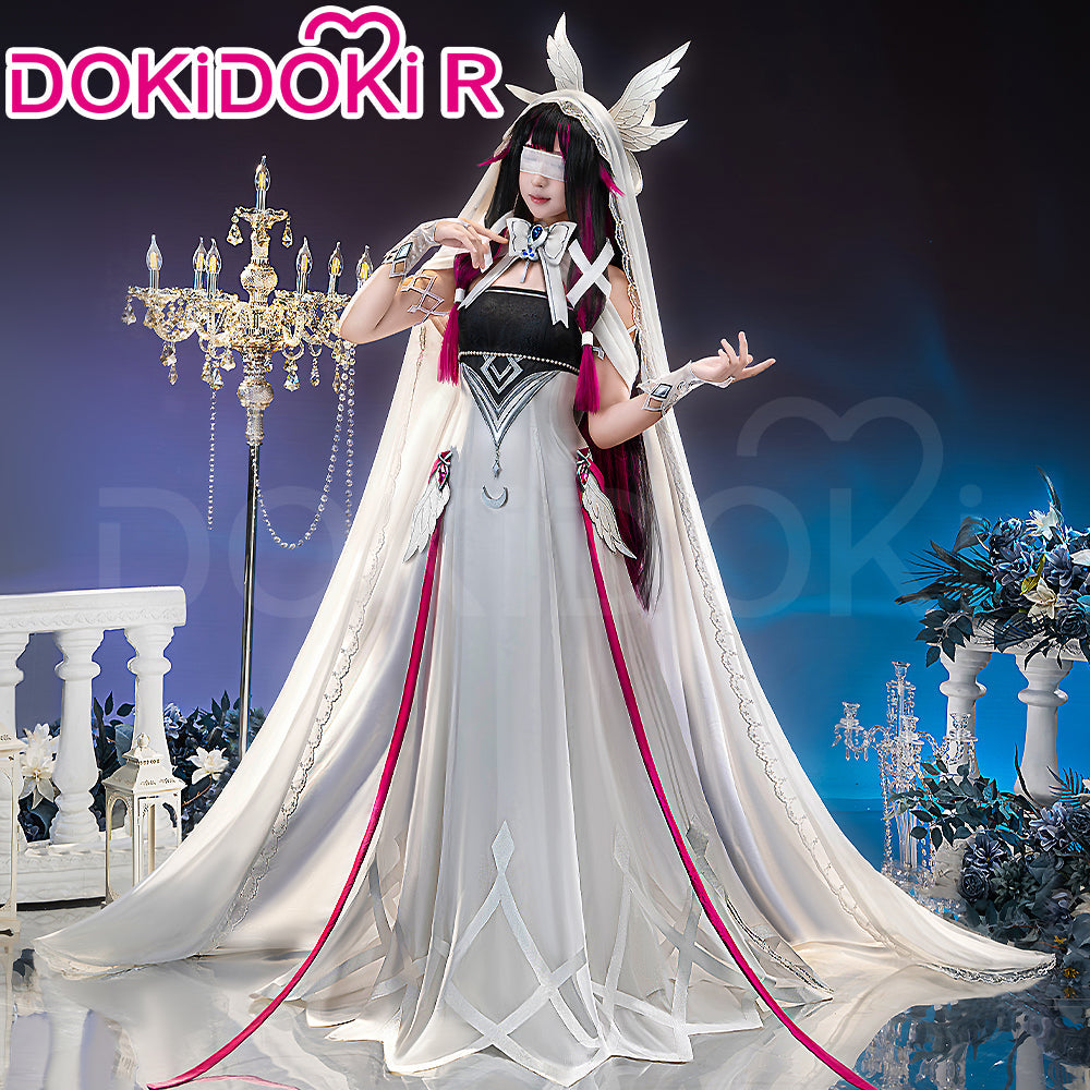 Genshin Impact Cosplay Columbina R Costume Size S-3XL DokiDoki Doujin White Dress With Headwear