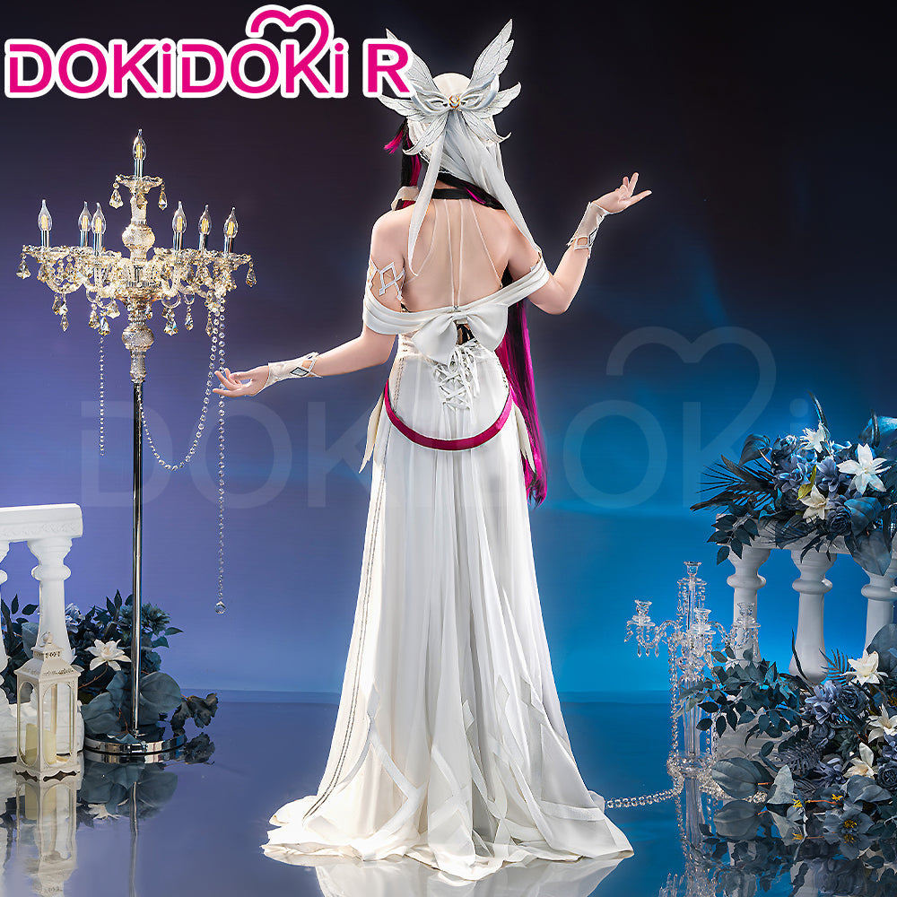 Genshin Impact Cosplay Columbina R Costume Size S-3XL DokiDoki Doujin White Dress With Headwear