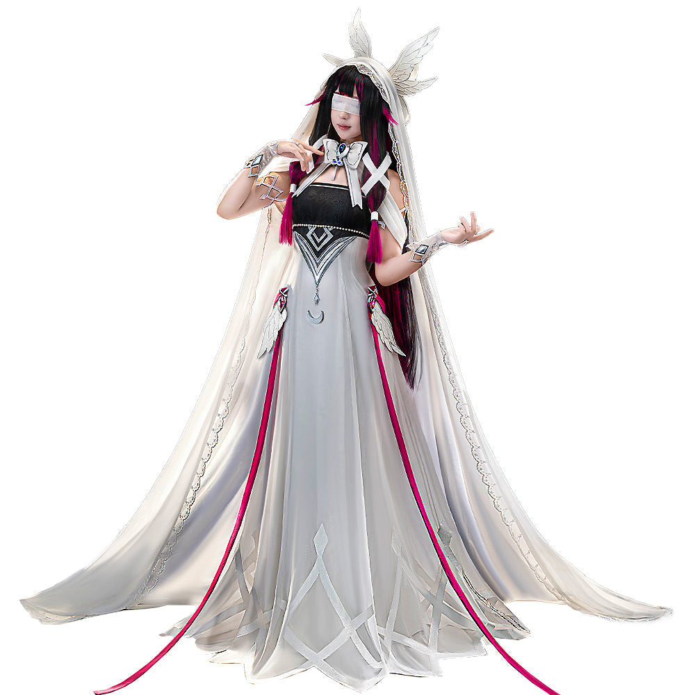 Genshin Impact Cosplay Columbina R Costume Size S-3XL DokiDoki Doujin White Dress With Headwear