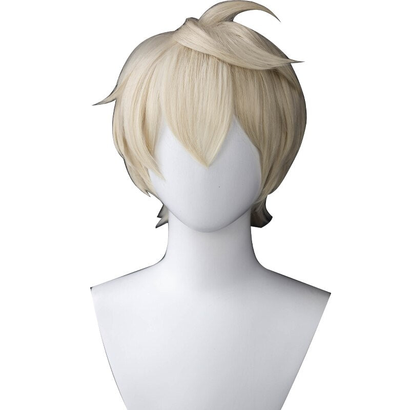 【Ready For Ship】DokiDoki Game Genshin Impact Cosplay Bennett  Wig Short Blonde