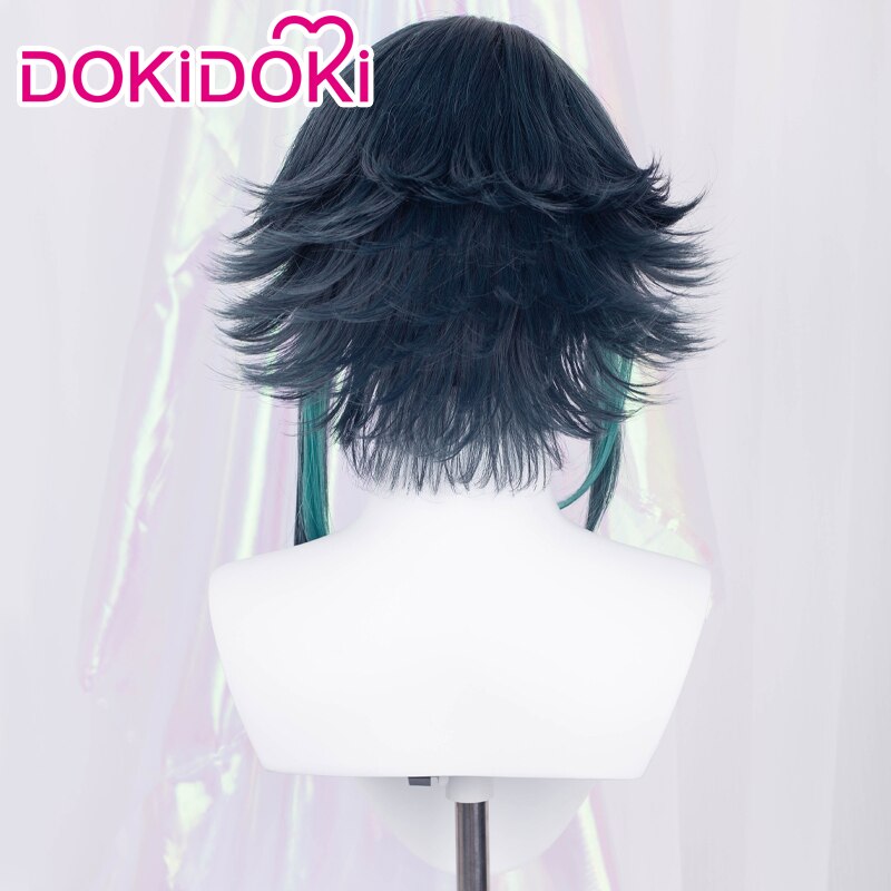 【Ready For Ship】【Front Lace】DokiDoki Game Genshin Impact Cosplay Xiao Wig Short Green Wig
