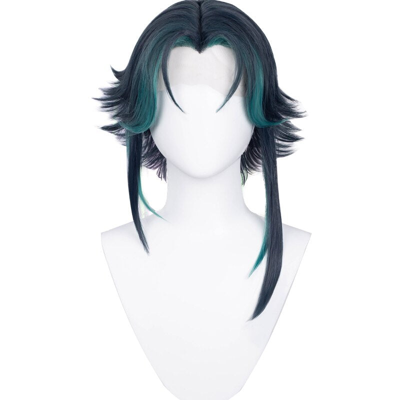 【Ready For Ship】【Front Lace】DokiDoki Game Genshin Impact Cosplay Xiao Wig Short Green Wig