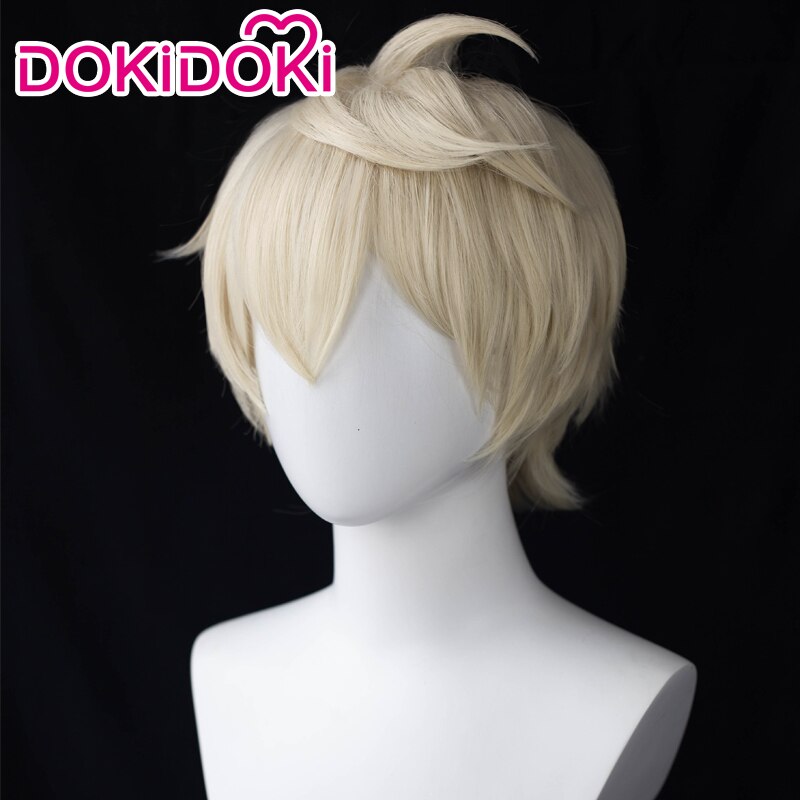 【Ready For Ship】DokiDoki Game Genshin Impact Cosplay Bennett  Wig Short Blonde