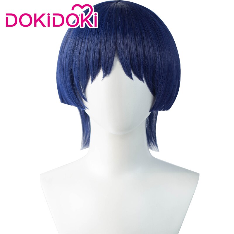 【Ready For Ship】DokiDoki Game Genshin Impact  Scaramouche Cosplay Wig Short Blue
