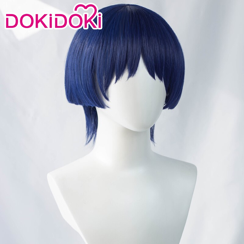 【Ready For Ship】DokiDoki Game Genshin Impact  Scaramouche Cosplay Wig Short Blue