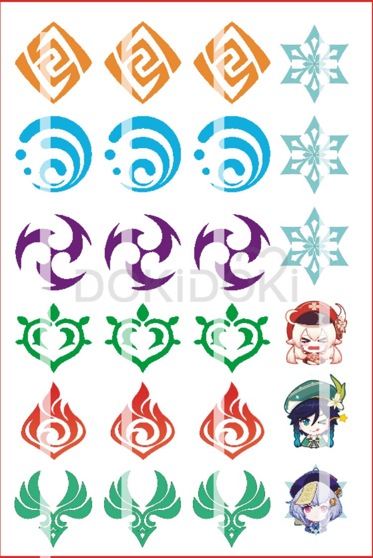 【In Stock】DokiDoki Game Genshin Impact Cosplay Yoimiya / Baal / Xiao / The Greater Lord Rukkhadevata Nahida Cosplay Tattoo